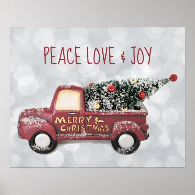 Peace Kärlek & Joy w/RedToy Lastbil God jul Poster (Framsidan)