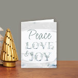 Peace Kärlek & Joy Watercolor Typography-jul Helgkort<br><div class="desc">Kort för färgstipografi av personlig med dekorativa bokstäver i mjuka nyanser av blått och grönt. Det står "Pease Kärlek & Joy ... " God jul" och du kan anpassa den återstående texten. Färg och elegant vattenfärgsdesign med dekorativa bokstäver.</div>