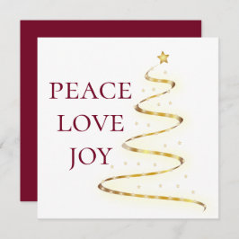 Peace Kärlek Joy| White Red Square-Helgdag Card Julkort