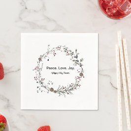 Peace kärlek joy winterberry rustium boho wildblom pappersservett