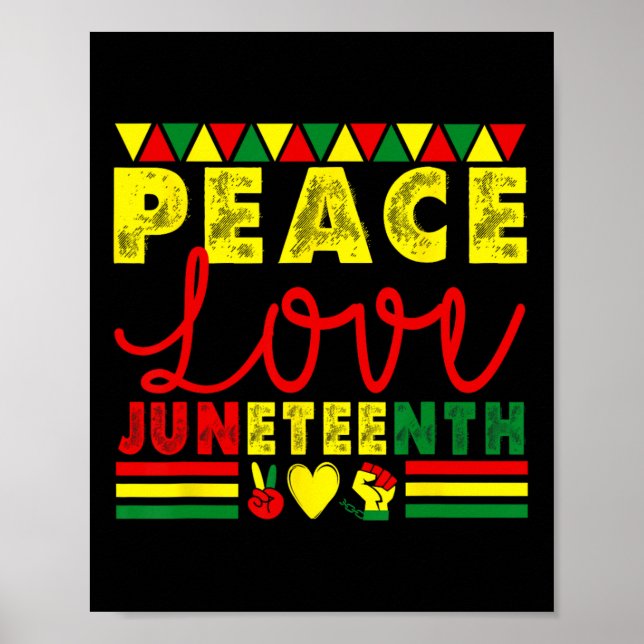 Peace Kärlek Junetelfte Afrikansk svart Histo Poster (Framsidan)