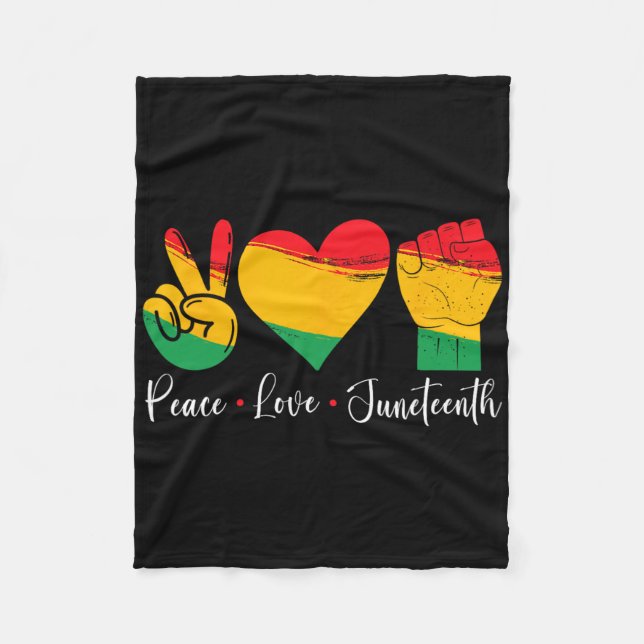 Peace-Kärlek Junetonde 1865 Black Pride Manar Wome Fleecefilt (Framsidan)