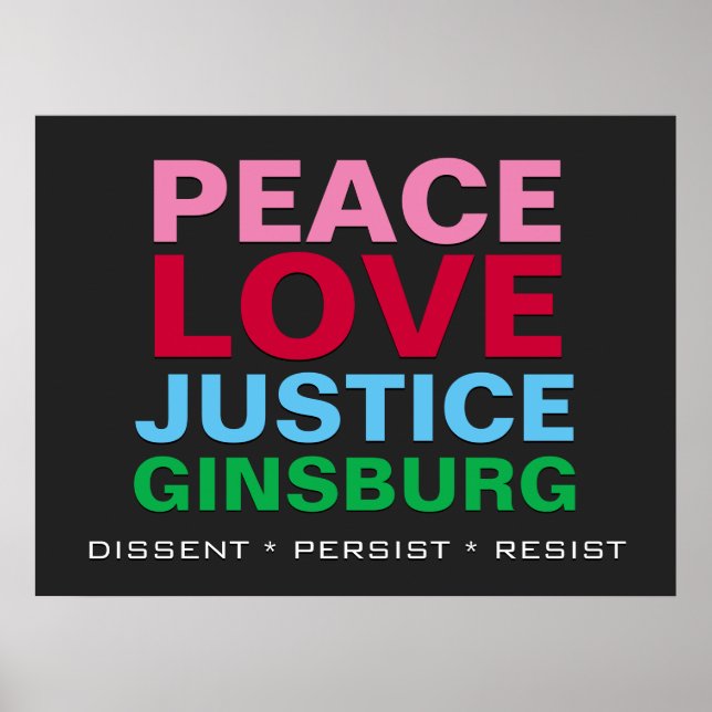 Peace Kärlek Justice GINSBURG Poster (Framsidan)