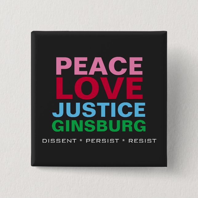 Peace Kärlek Justice GINSBURG Square Knapp (Framsida)