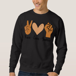 Peace Kärlek Justice Melanin Black History Month V Lång Ärmad Tröja