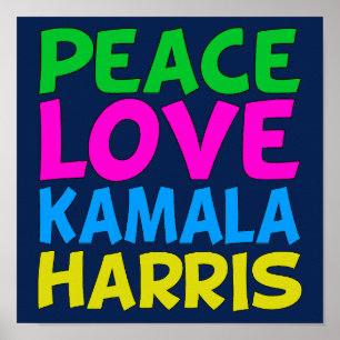 Peace Kärlek Kamala Harris Cute Blue Poster