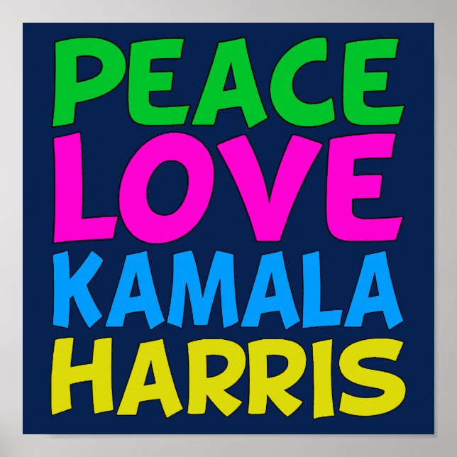 Peace Kärlek Kamala Harris Cute Blue Poster (Framsidan)