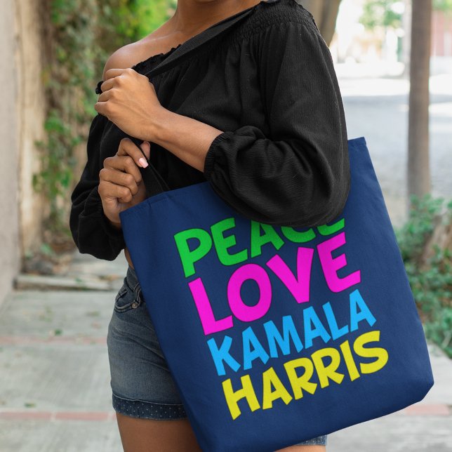 Peace Kärlek Kamala Harris Cute Blue Tygkasse (Skapare uppladdad)