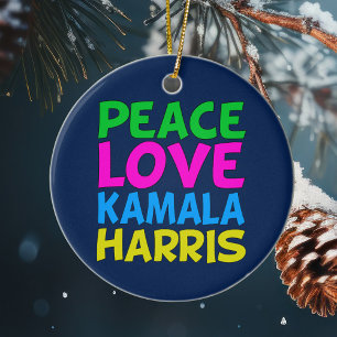 Peace Kärlek Kamala Harris jul Julgransprydnad Keramik