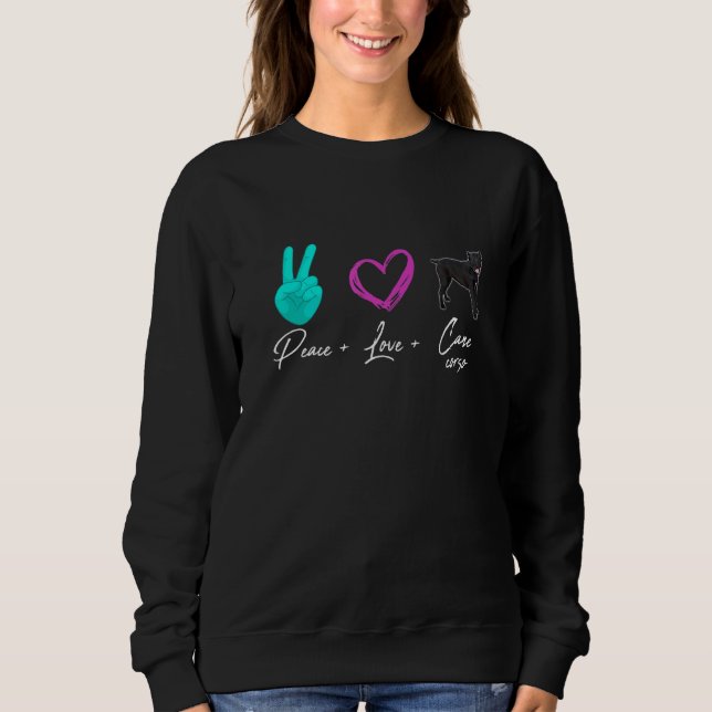 Peace Kärlek Käpp Corso Hundägare T Shirt (Framsida)