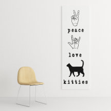 Peace Kärlek Kattunge Cat Lover Art Canvas