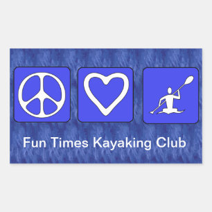 Peace Kärlek Kayaking Rektangulärt Klistermärke