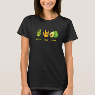 Peace Kärlek Keto-signatur och avocado-design T Shirt