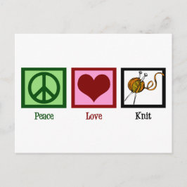 Peace Kärlek & Knitting Vykort