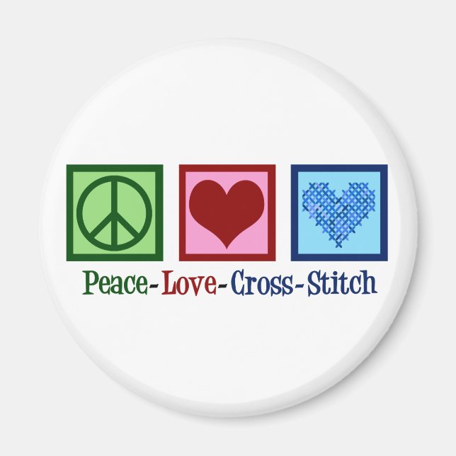 Peace Kärlek Kor Stitch Magnet (Framsidan)