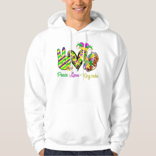 Peace Kärlek Kung Cake Mardi Gras Manar Women Kids Hoodie