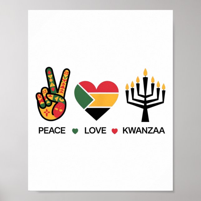 Peace Kärlek Kwanzaa Africanlycklig Kwanzaa Poster (Framsidan)