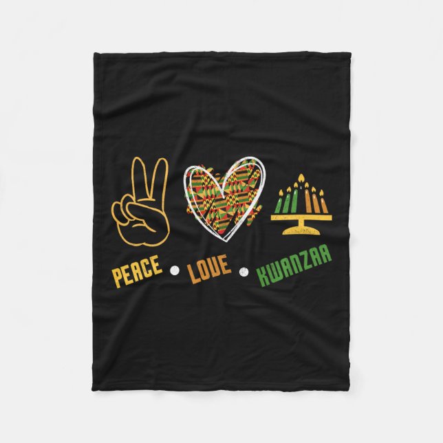 Peace Kärlek Kwanzaa Kinara African Black C Fleecefilt (Framsidan)