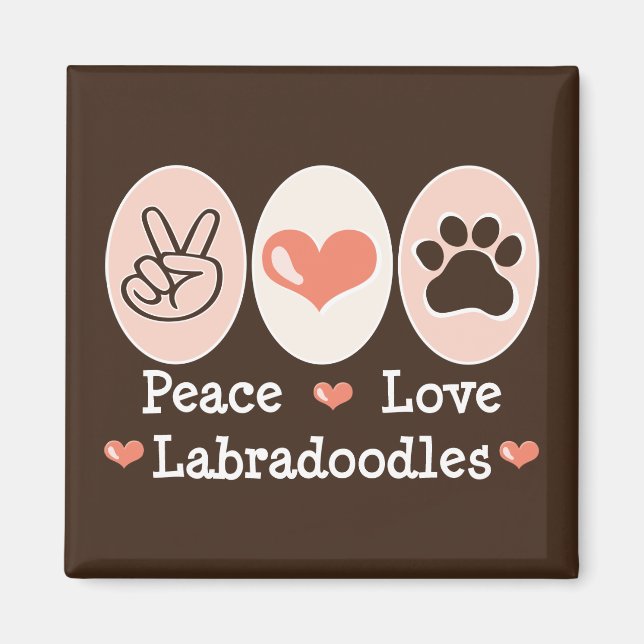 Peace Kärlek Labradoodles Magnet (Framsidan)