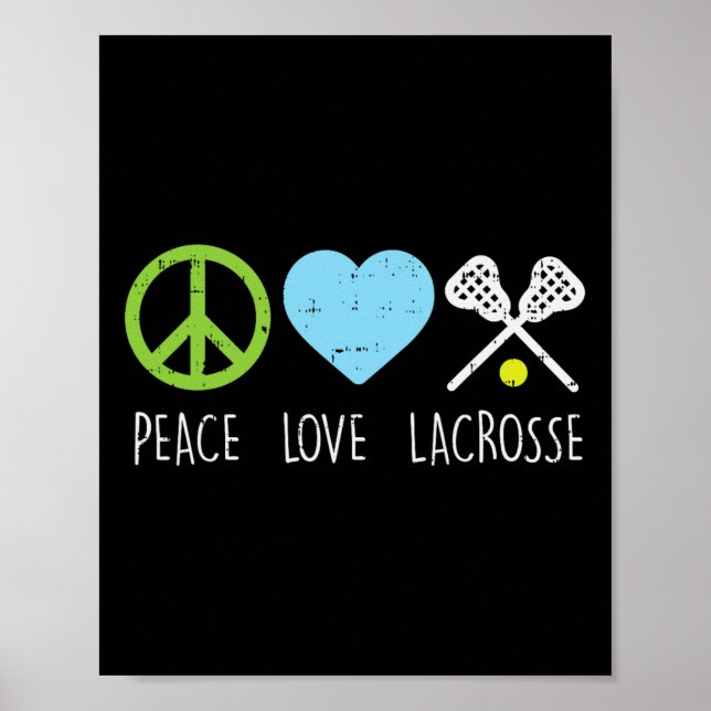Peace Kärlek Lacrosse Coola Lax Player Goalie Hipp Poster (Framsidan)