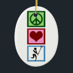 Peace Kärlek Lacrosse Julgransprydnad Keramik<br><div class="desc">Ett fredstecken,  ett hjärta och en lacrosse-spelare.</div>