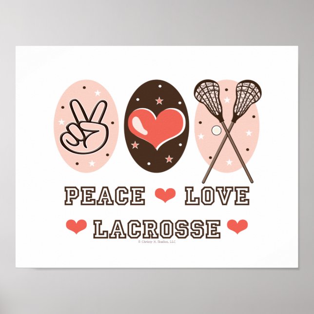 Peace Kärlek Lacrosse Poster Skriv ut (Framsidan)