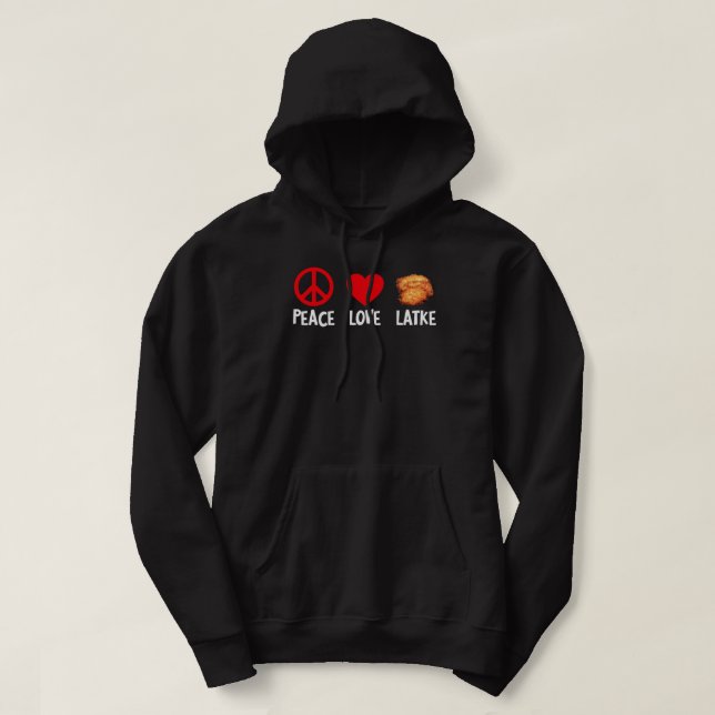 Peace Kärlek Latke Funny Hannukah Jewish Food Hoodie (Design framsida)