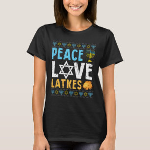 Peace Kärlek Latkes Funny Hanukkah Chanukah Jewis T Shirt