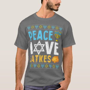 Peace Kärlek Latkes Funny Hanukkah Chanukah Jewish T Shirt