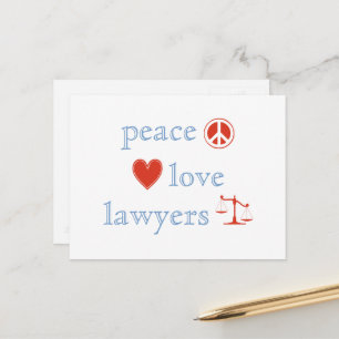 Peace Kärlek Lawyers Vykort