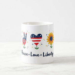 Peace Kärlek Liberty Patriotic Mugg
