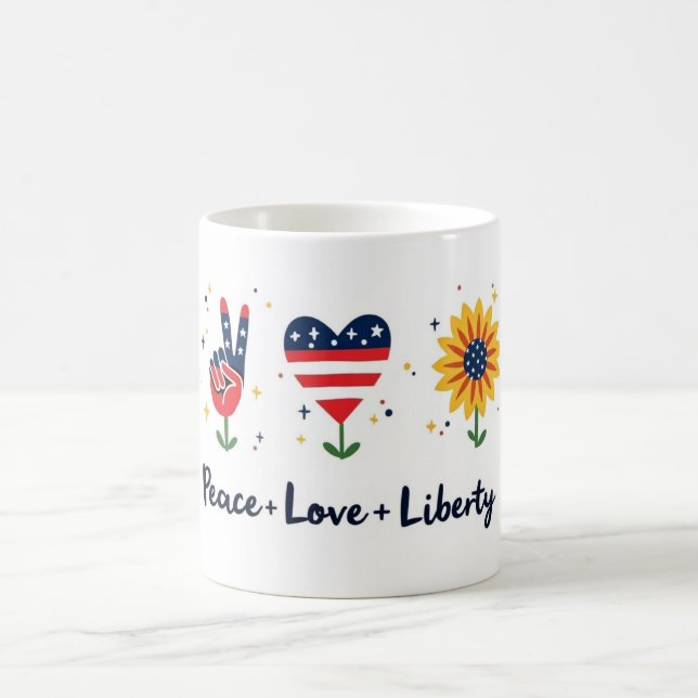 Peace Kärlek Liberty Patriotic Mugg (Center)