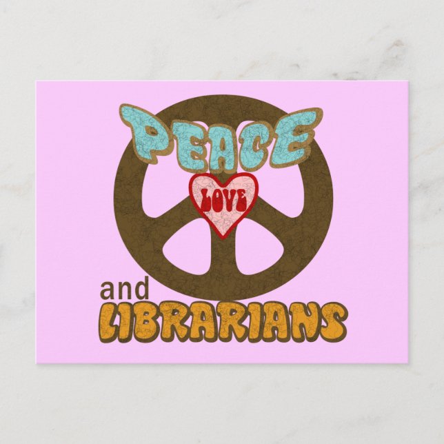 Peace Kärlek Librarians Vykort (Framsida)