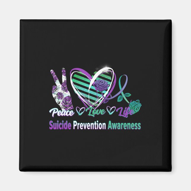 Peace Kärlek Life Suicide Awareness Semi Colon Gif Magnet (Framsidan)