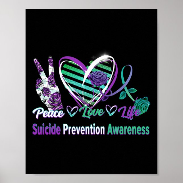 Peace Kärlek Life Suicide Awareness Semi Colon Gif Poster (Framsidan)