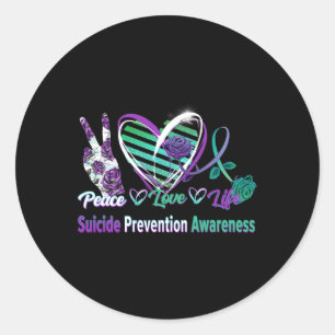 Peace Kärlek Life Suicide Awareness Semi Colon Gif Runt Klistermärke