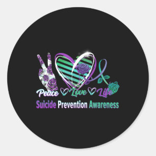 Peace Kärlek Life Suicide Awareness Semi Colon Gif Runt Klistermärke