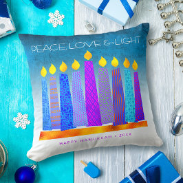 Peace Kärlek Light Bold Hanukkah Candles Turcos Kudde