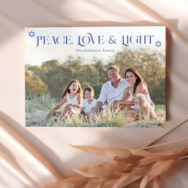 Peace Kärlek & Light Hanukkah Photo Helgdag Card Julkort (Skapare uppladdad)