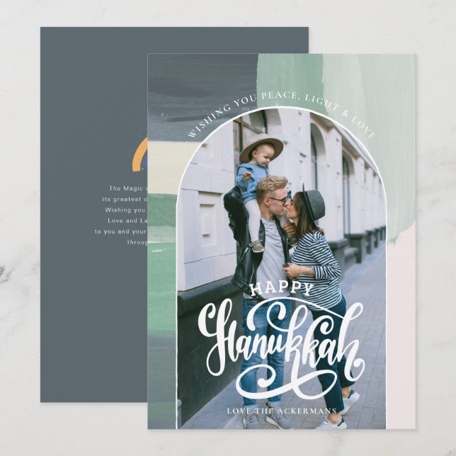 Peace Kärlek Light | Lycklig Hanukkah Photo Tack Kort (Fram/baksida)