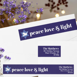 Peace Kärlek Light | Modern Hanukkah Blue & White Etikettband