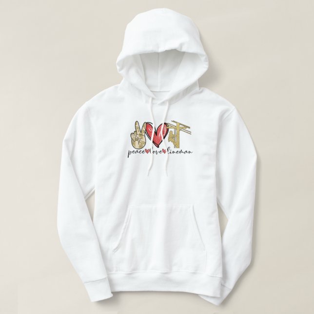 Peace Kärlek Lineman Shirts Hoodie (Design framsida)