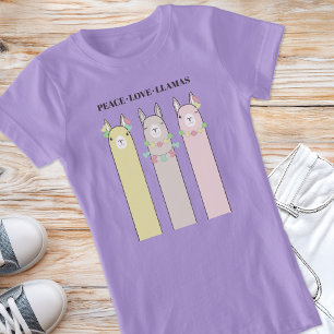 Peace Kärlek Llamas - Cute Retro Colorful Llama T Shirt