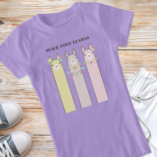 Peace Kärlek Llamas - Cute Retro Colorful Llama T Shirt