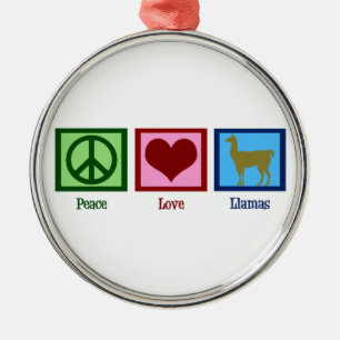Peace Kärlek Llamas Julgransprydnad Metall