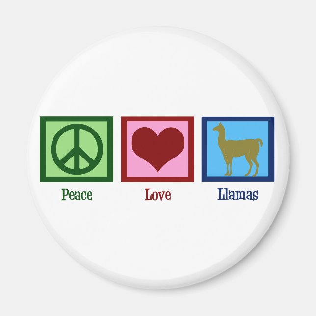 Peace Kärlek Llamas Magnet (Framsidan)