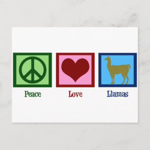 Peace Kärlek Llamas Vykort