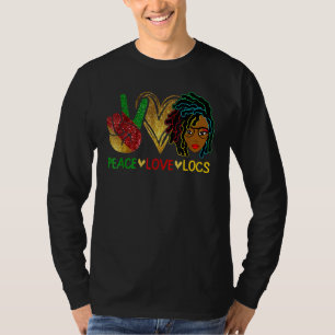 Peace Kärlek Loc d Hair Black Women Melanin Afro B T Shirt
