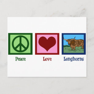 Peace Kärlek Longhorns Vykort
