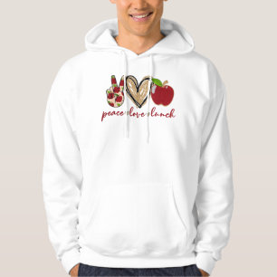 Peace Kärlek Lunch Womens Funny Lunch Dam-gåvor Hoodie